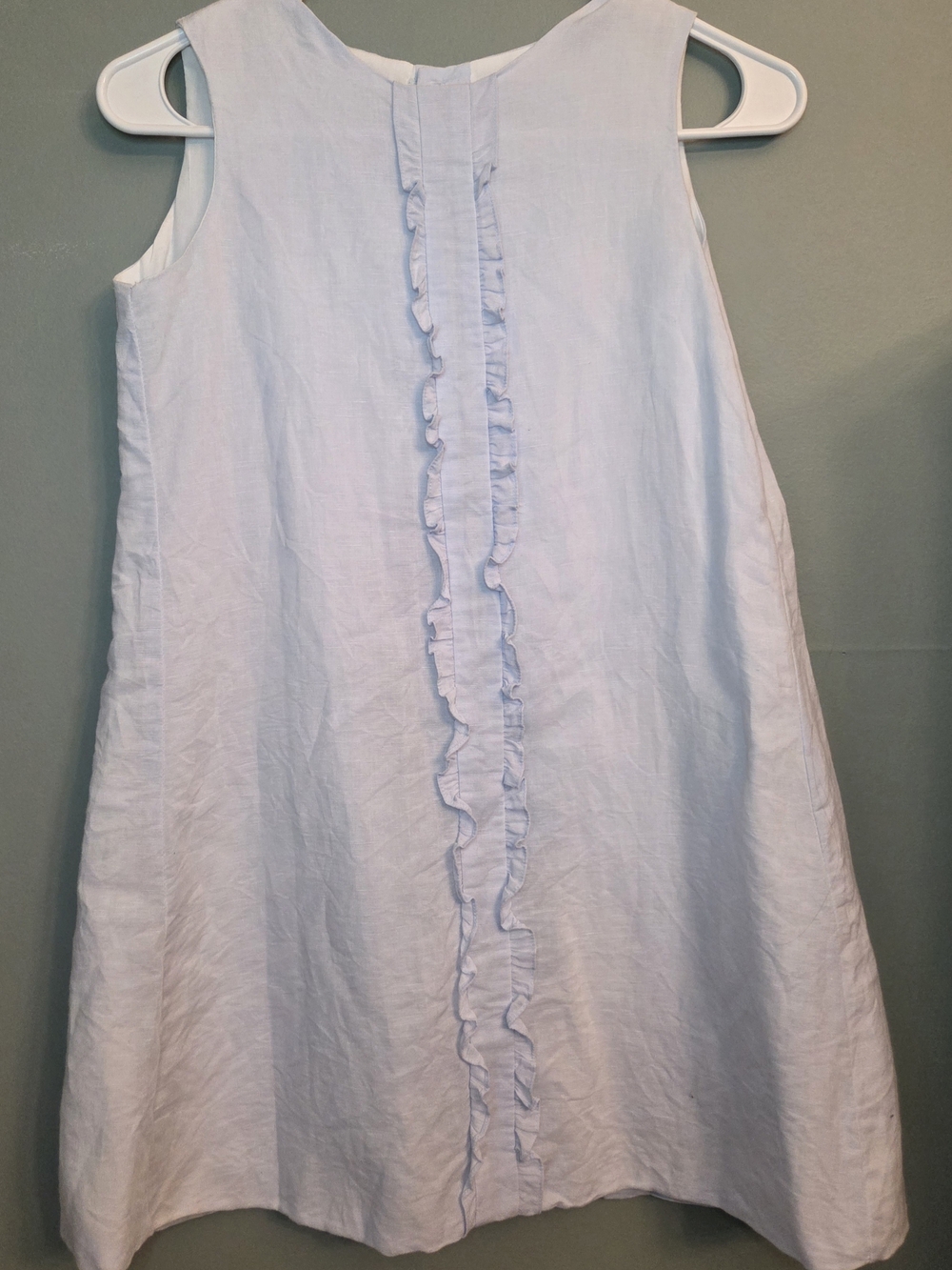Light Blue Ruffle Front Sleeveless Dress